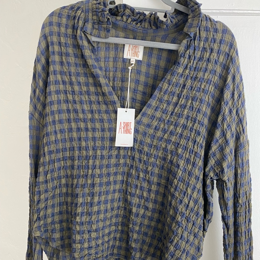 NWT A Shirt Thing Gingham Blouse